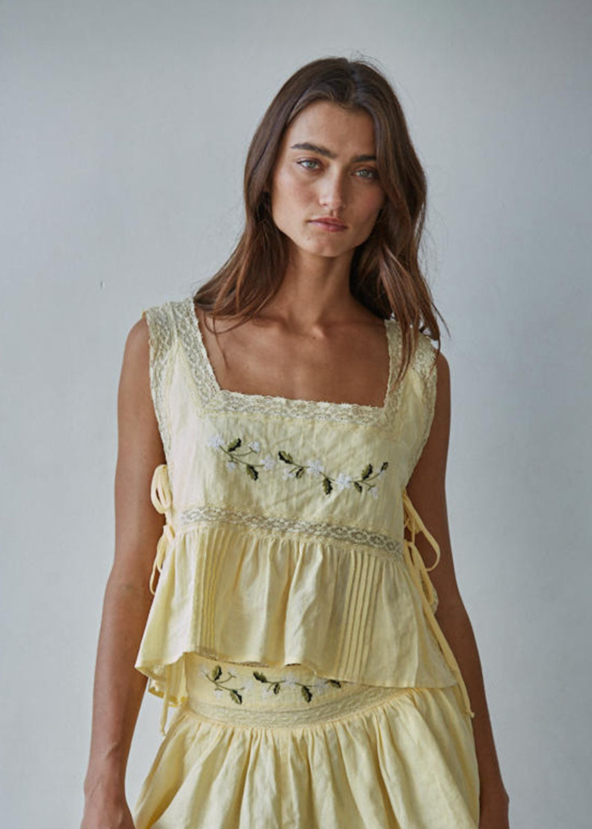 Songbird Sleeveless Top - Light Yellow