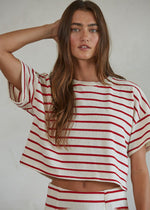 Gabe Striped Top - Cream & Red