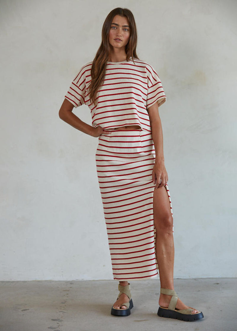 Gabe Striped Top - Cream & Red