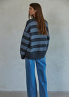 Raleigh Striped Pullover - Charcoal & Blue