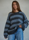 Raleigh Striped Pullover - Charcoal & Blue