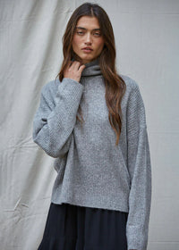 Melrose Turtleneck Sweater - Heather Grey