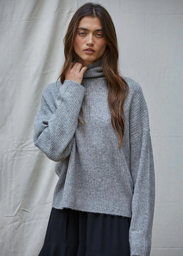 Melrose Turtleneck Sweater - Heather Grey