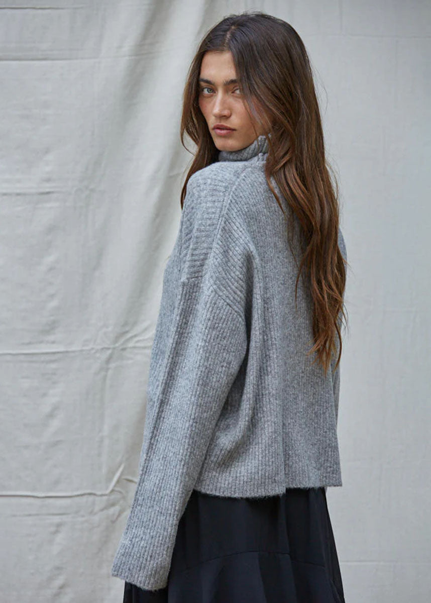 Melrose Turtleneck Sweater - Heather Grey