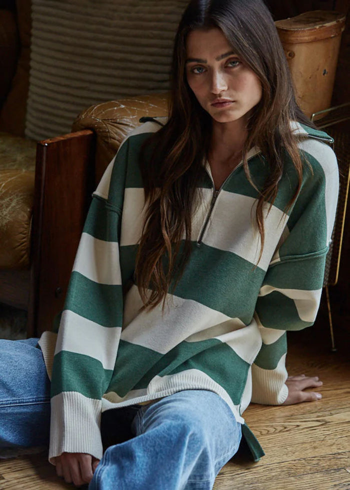 Fontaine Half-Zip Long Sleeve - Green Ivory