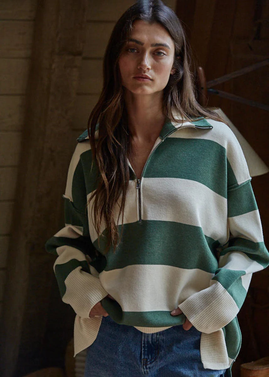 Fontaine Half-Zip Long Sleeve - Green Ivory