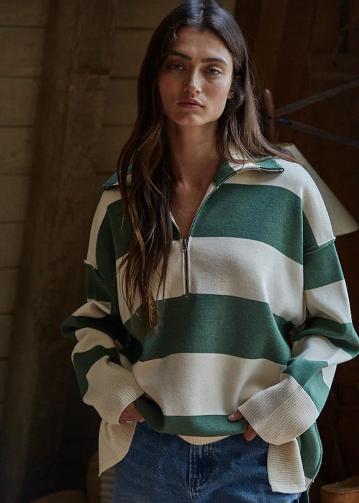 Fontaine Half-Zip Long Sleeve - Green Ivory