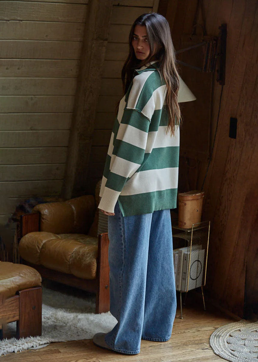 Fontaine Half-Zip Long Sleeve - Green Ivory