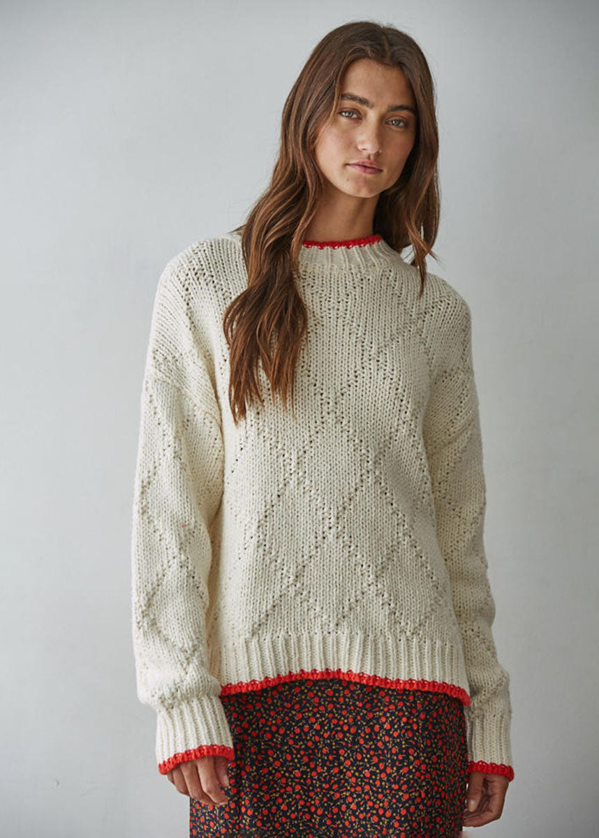 Crimson Peak Pullover Sweater - Cream Red