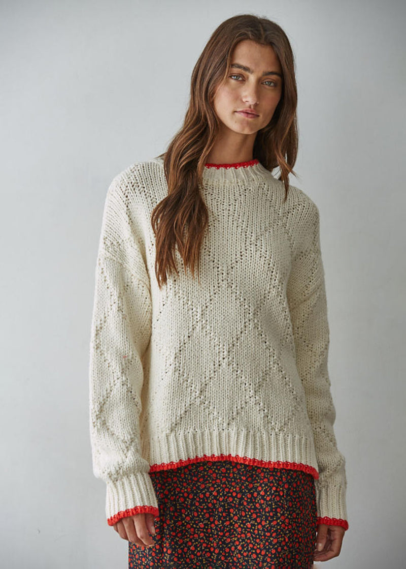 Crimson Peak Pullover Sweater - Cream Red