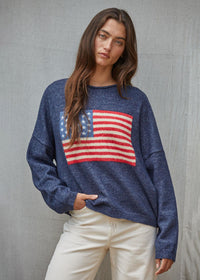 American Flag Rollneck Pullover - Navy