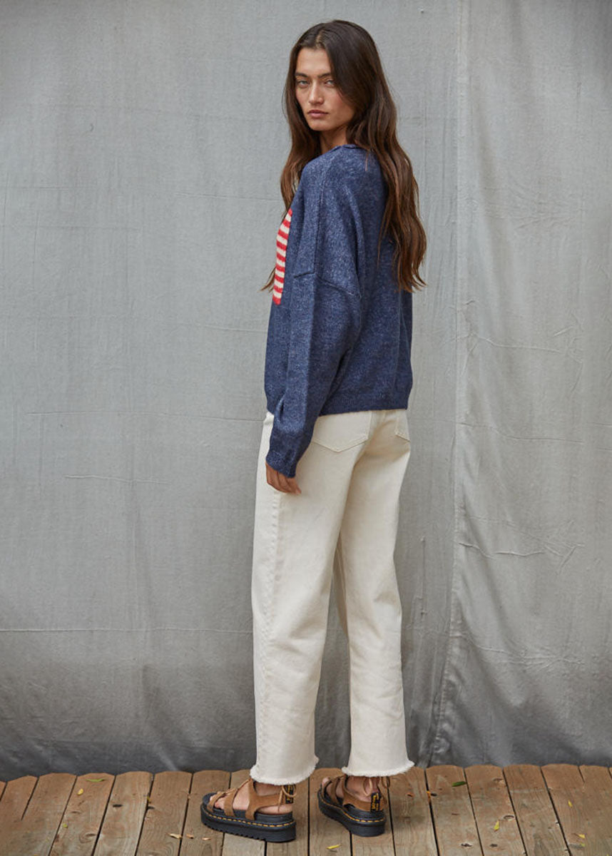 American Flag Rollneck Pullover - Navy