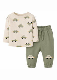 Baby Long Sleeve Shirt & Terry Pants Set - Cars