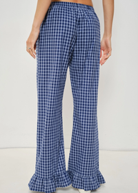 Barron Gingham Frill Pants - Navy