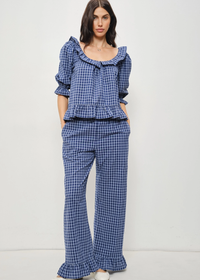 Barron Gingham Frill Pants - Navy