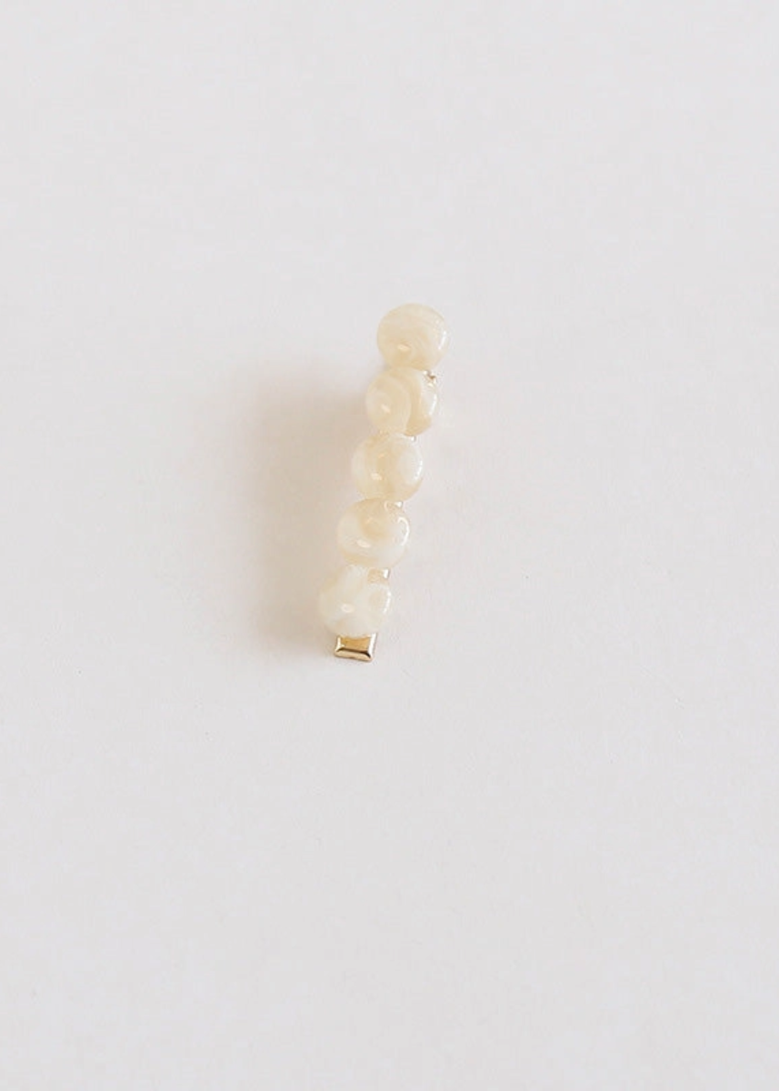 Beaded Acetate Barrette - Beige