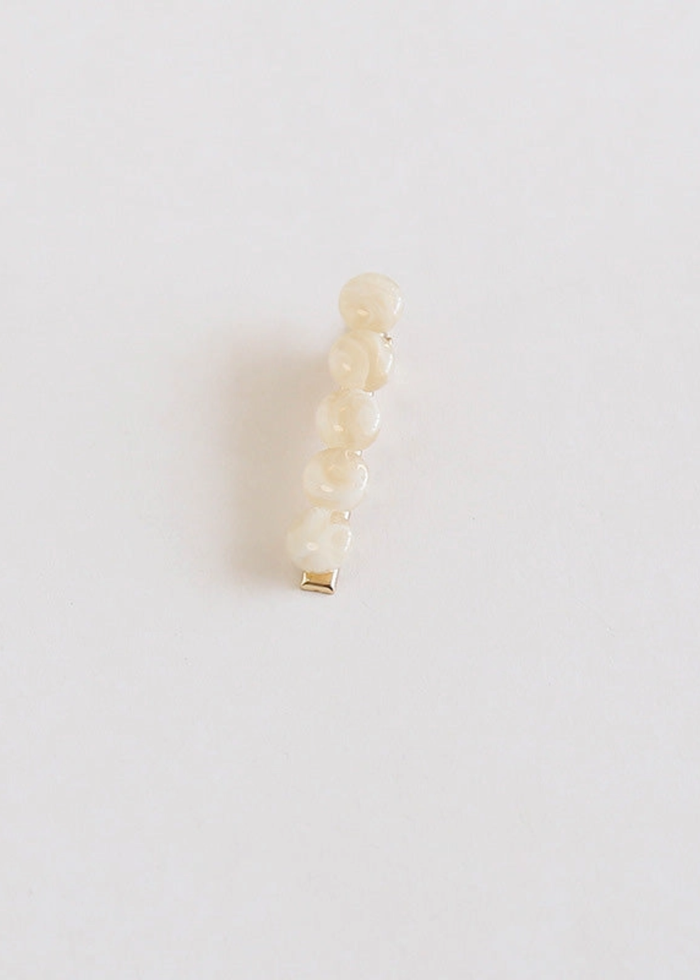 Beaded Acetate Barrette - Beige