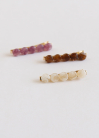 Beaded Acetate Barrette - Beige