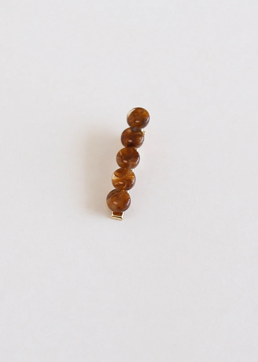 Beaded Acetate Barrette - Brown