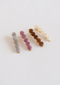 Beaded Acetate Barrette - Brown