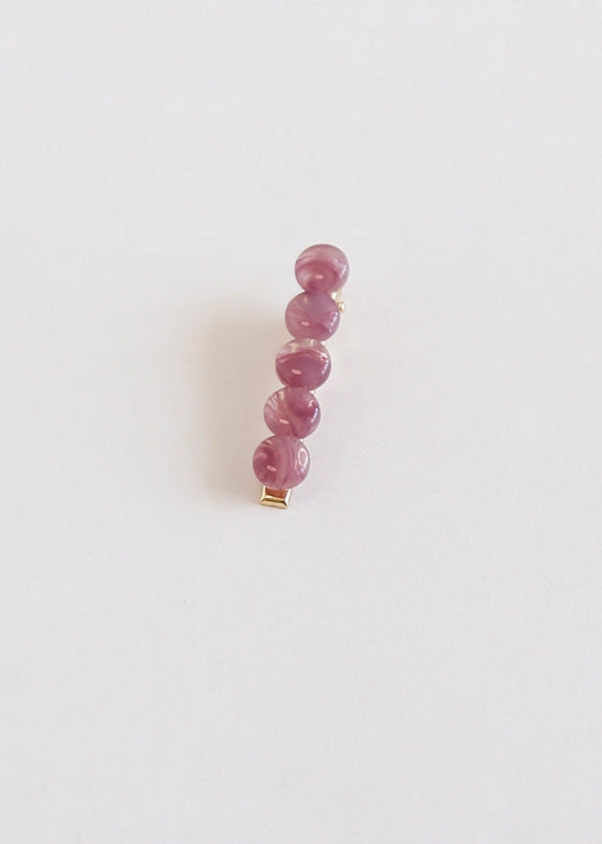 Beaded Acetate Barrette - Purple