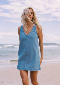 Lyla Saltwashed Mini Dress - Sea Blue