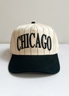 Chicago Puff Pinstripe Baseball Cap - Black