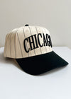 Chicago Puff Pinstripe Baseball Cap - Black