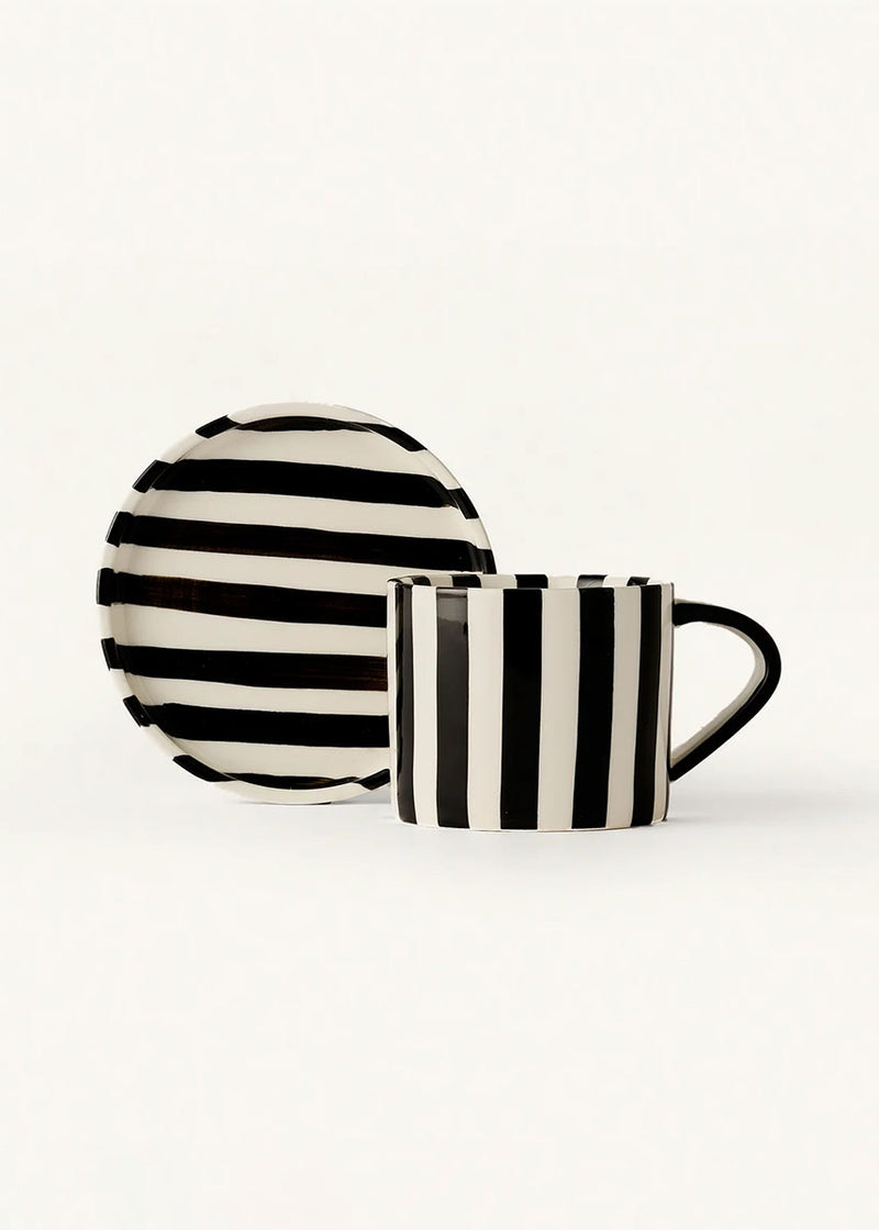 Tratto Cafe Cup & Saucer Set - Licorice Stripe