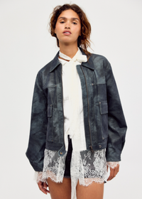 Blair Vegan Suede Jacket - Navy Wave