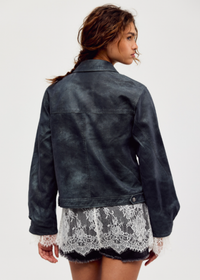 Blair Vegan Suede Jacket - Navy Wave