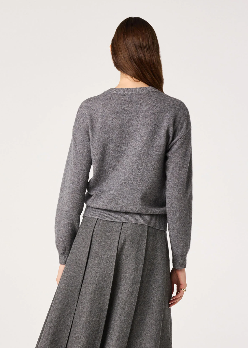 Bowie V-Neck Sweater - Heather Grey