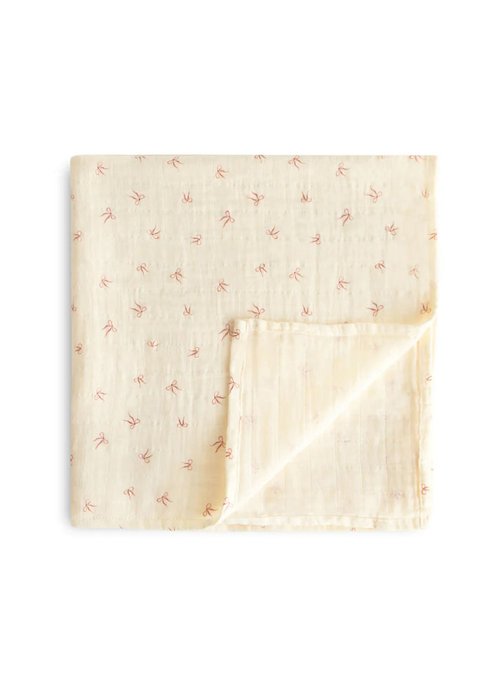 Muslin Swaddle Organic Cotton Blanket - Bows