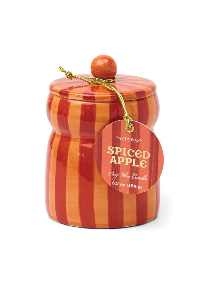 Cabana Red & Coral Striped Candle - Spiced Apple - 6.5oz