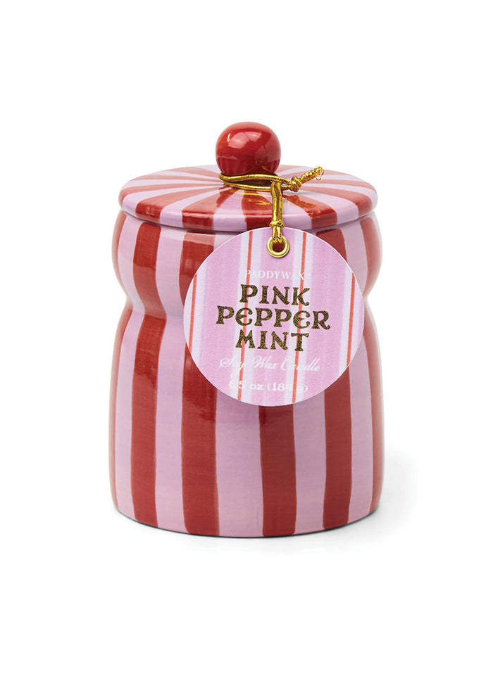 Cabana Red & Pink Striped Candle - Pink Peppermint - 6.5oz