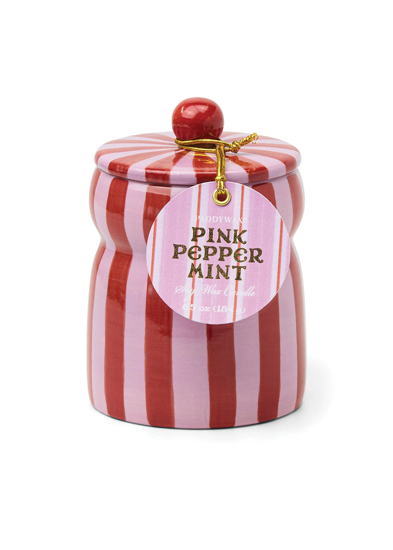 Cabana Red & Pink Striped Candle - Pink Peppermint - 6.5oz