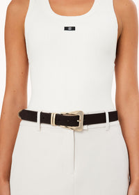 Carmen Belt - Dark Cacao Suede & Gold