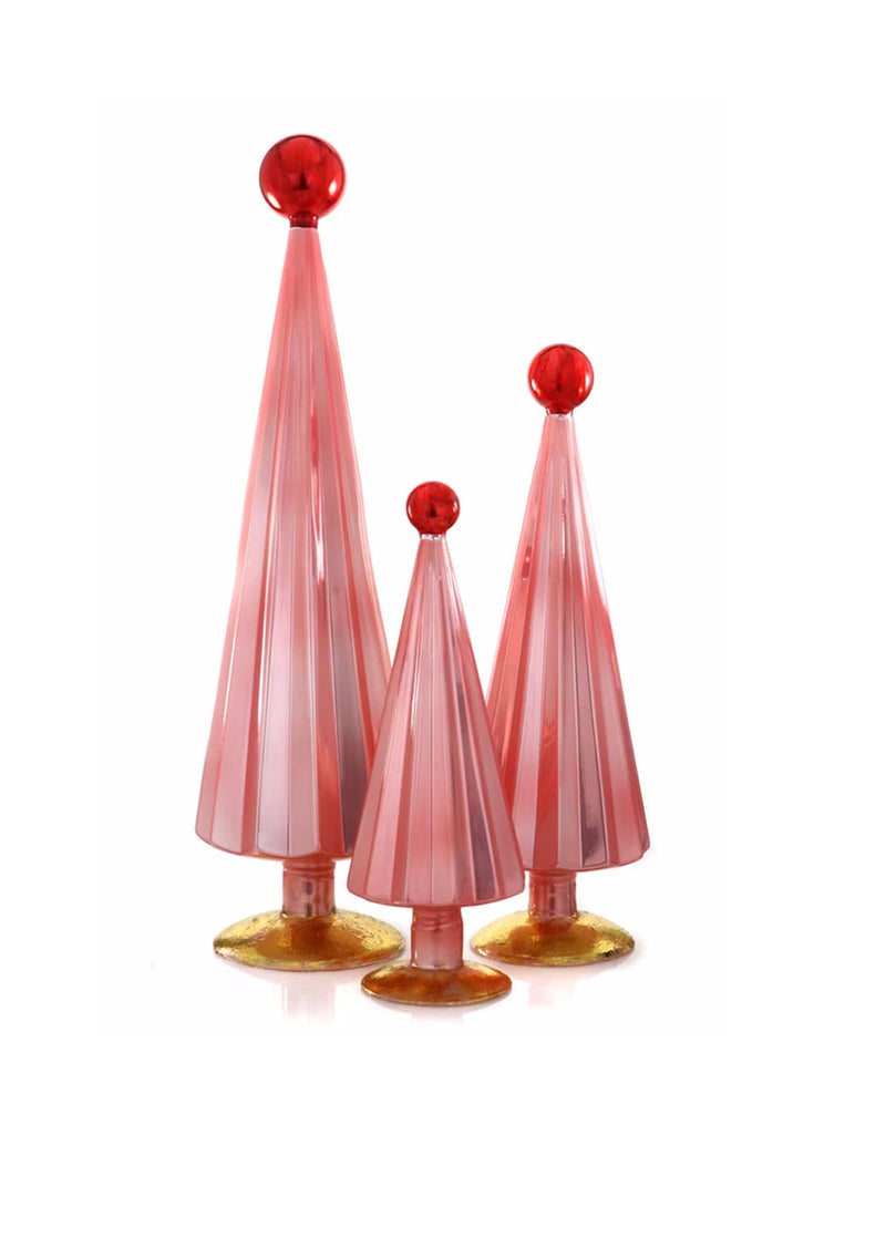 Small Pleated Glass Tree - Pink & Red