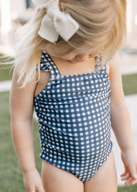 Navy Gingham One-Piece
