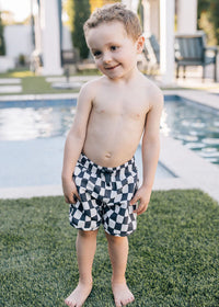 Wavy Checkered Swim Shorts