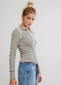 Lake Henley Stripe Top - Tea Combo