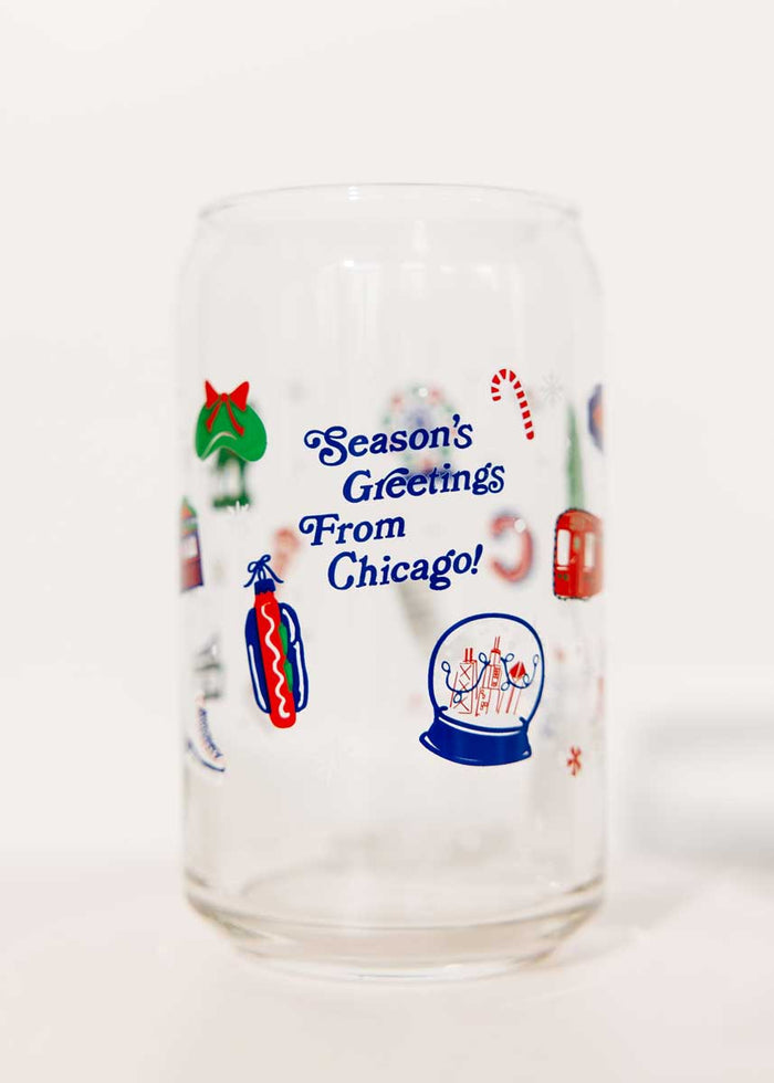 Chicago Holiday Icons Can Glass