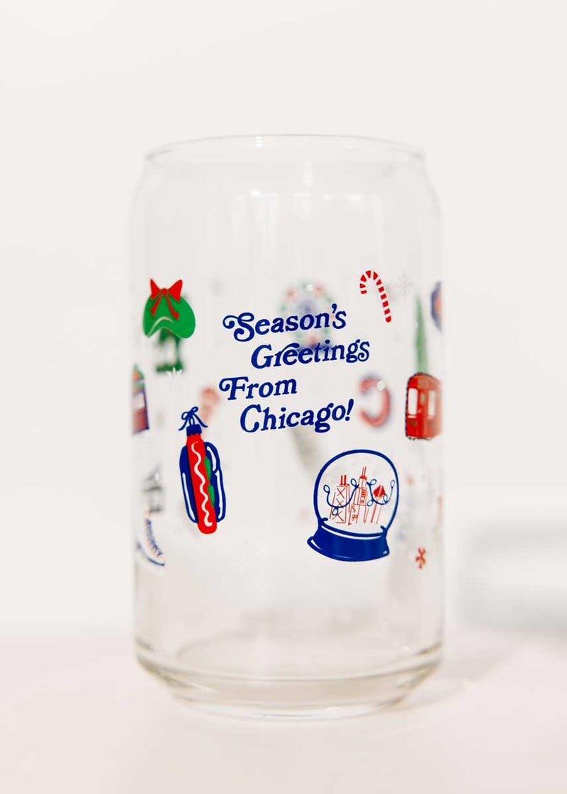 Chicago Holiday Icons Can Glass