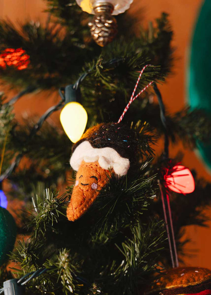 Smiling Ice Cream Cone Felt Ornament