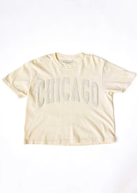 Chicago Collegiate Puff Crop Tee - Ivory