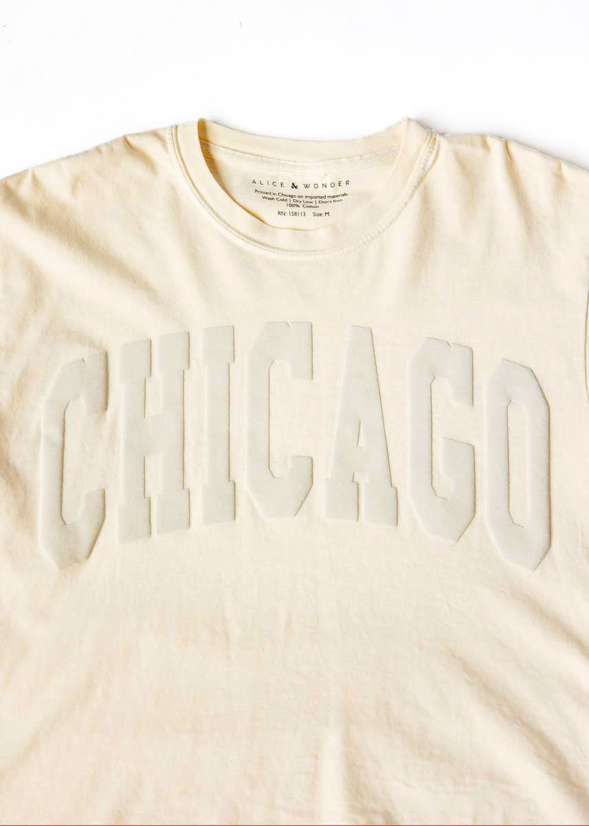 Chicago Collegiate Puff Crop Tee - Ivory