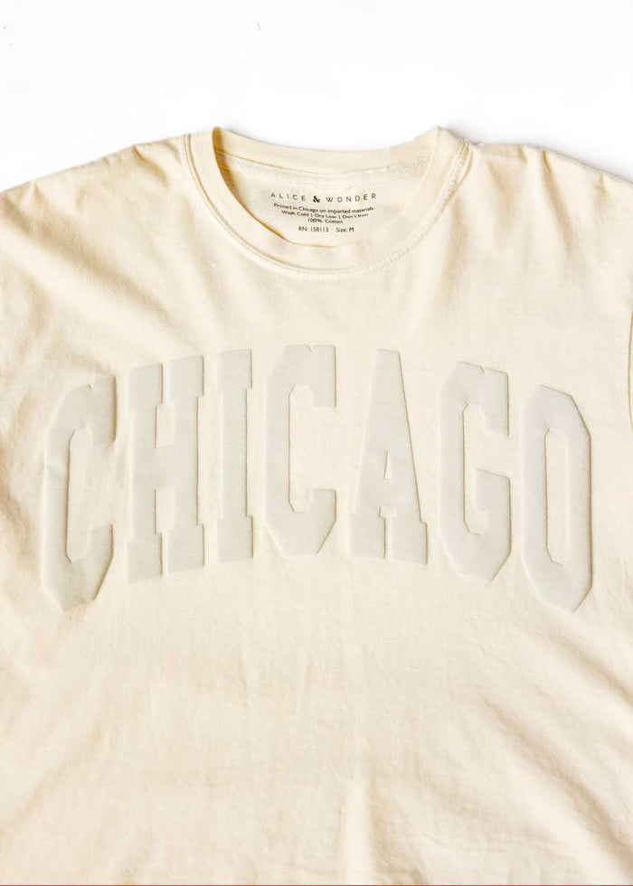 Chicago Collegiate Puff Crop Tee - Ivory