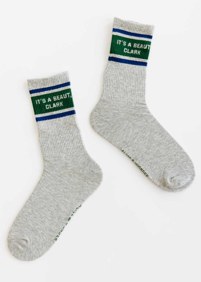 It's a Beaut, Clark Long Crew Socks - Grey