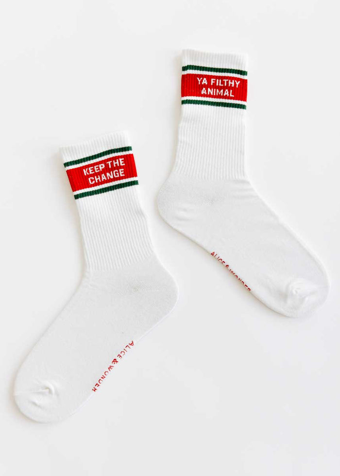 Keep The Change Ya Filthy Animal Long Crew Socks - Ivory