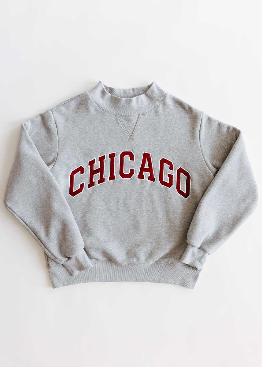 Chicago Mock Neck Sweatshirt - Heather Grey